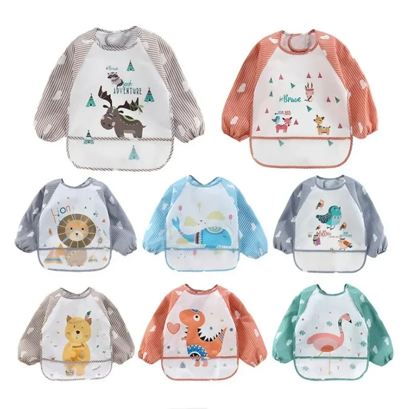 Bib Long Sleeve - 1/2 Pezzi Bavaglino Impermeabile a Maniche