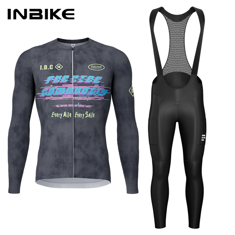 Bib Long Sleeve - INBIKE Set da ciclismo primavera autunno
